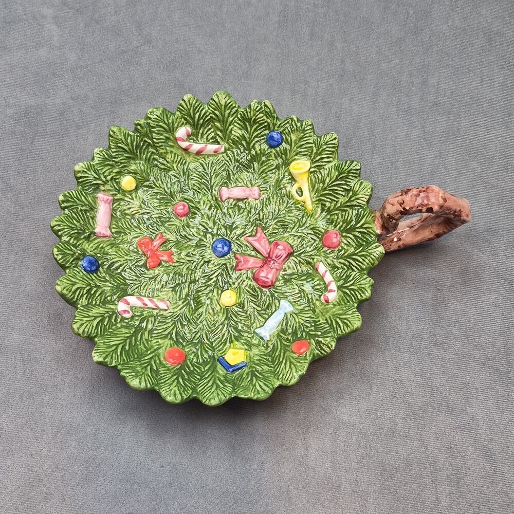 MCM Holiday Christmas Tree Handled Plate Santa RCPC Royal China & Porcelain Co